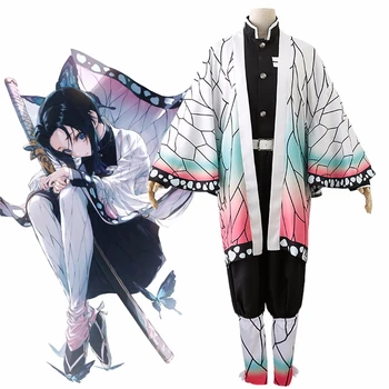 

Anime Demon Slayer Kimetsu no Yaiba Kochou Shinobu Cosplay Costume Women Kimono Uniforms Halloween Carnaval Party costume Wig