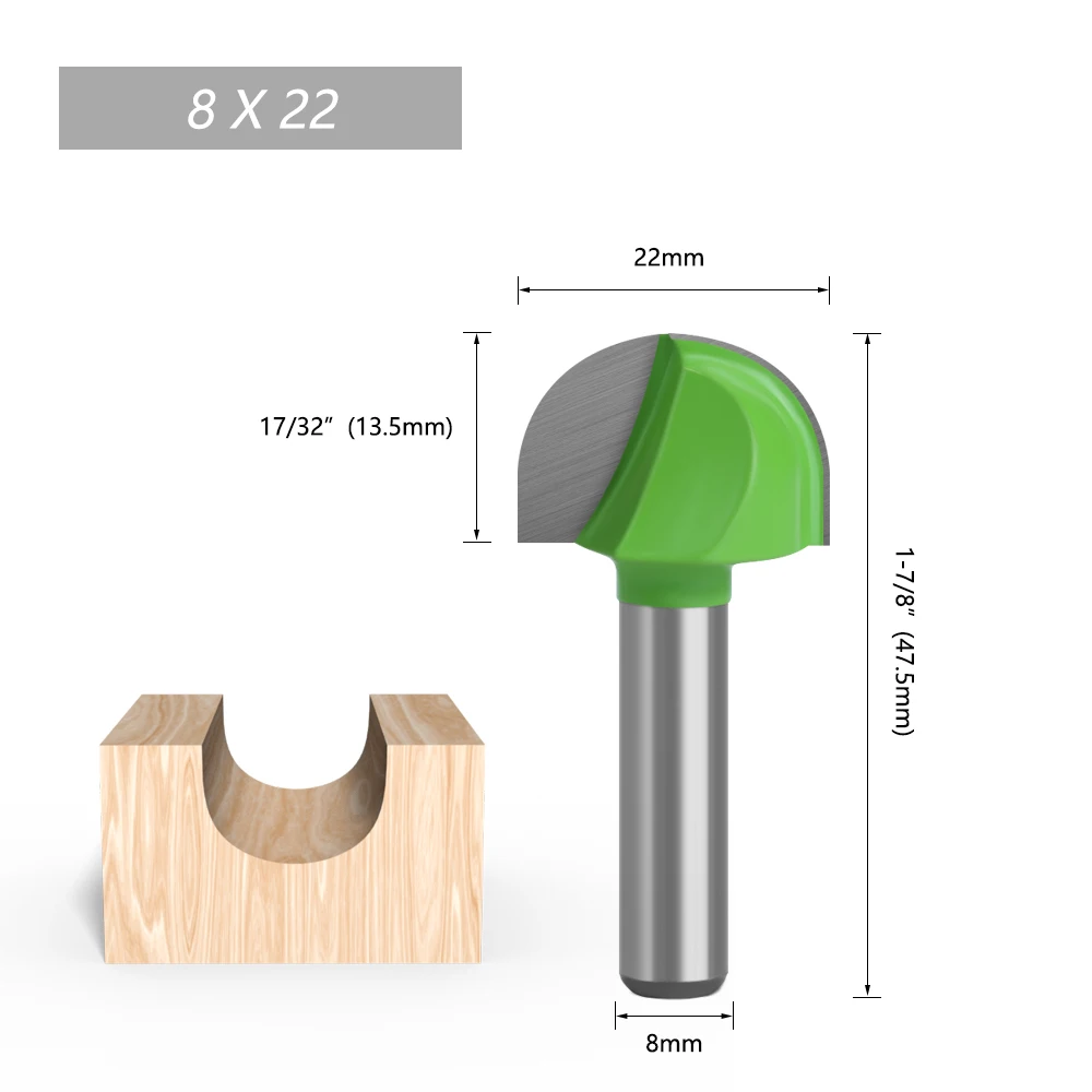 LA VIE 1pc 8mm Shank Ball Nose End Mill Round Nose Cove CNC Milling Bit Radius Core Box Solid Carbide Router Bit Tools