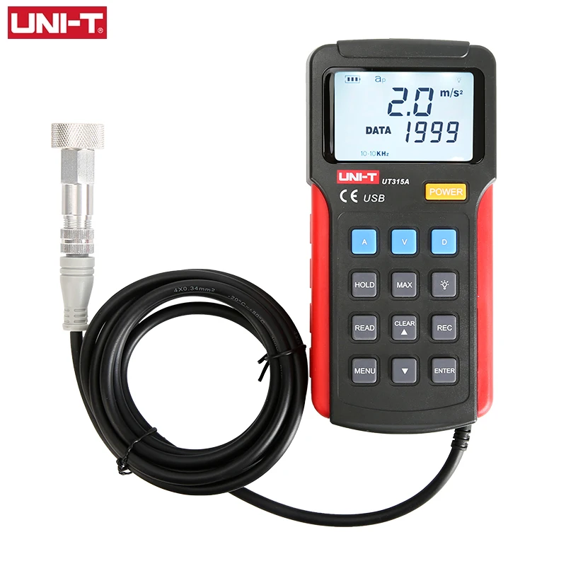 UNI-T UT315A Digital Vibration Testers Vibration Acceleration Velocity Displacement Measurement USB Connect PC Soft