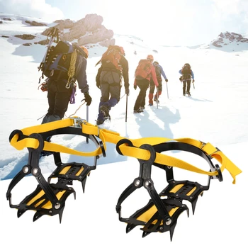 

10 Spikes Crampons Stainless Steel Crampons with Strap Skidproof Ice Snow Grips