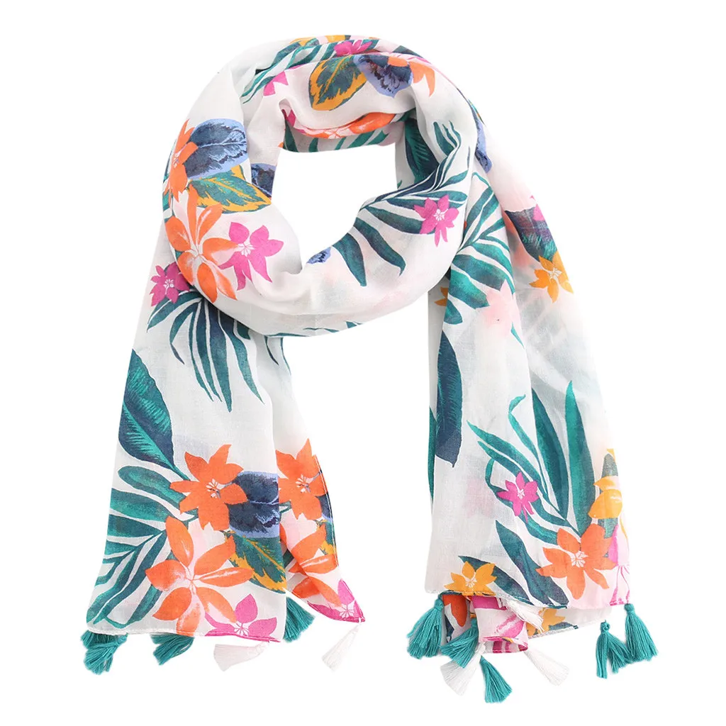 

SAGACE Fashion Cute Printed Shawl For Lovers Spring Winter Soft Wrap Souvenir Colorful tassel large size cotton and linen scarf
