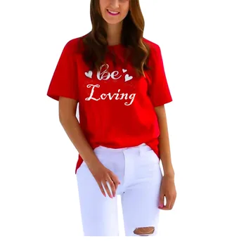 

blouse women Girls Short Sleeves Valentine's Day Printing Slim Tops Blouse vintage ropa mujer рубашка женская кофта