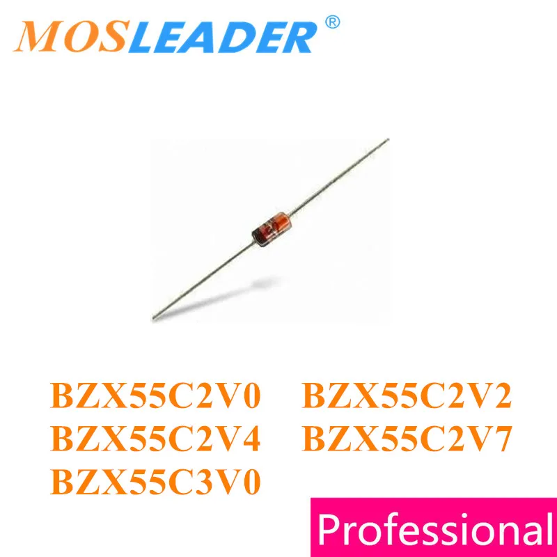 Mosleader 1000 шт. DO35 BZX55C2V0 2В BZX55C2V2 2 V BZX55C2V4 4 BZX55C2V7 7 BZX55C3V0 3V 0 5 W 1/2W стабилитроны китайских
