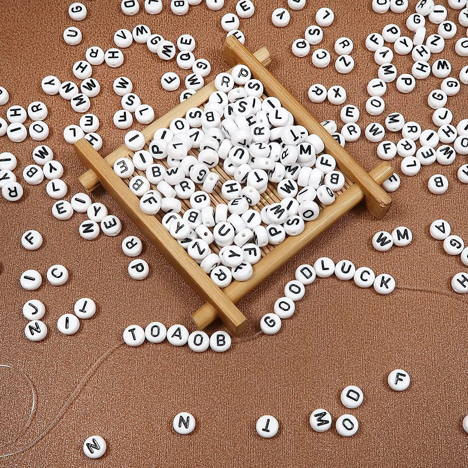 Perles rondes et plates en acrylique avec lettres de l'alphabet, pour la fabrication de bijoux, accessoires de Bracelet faits à la main