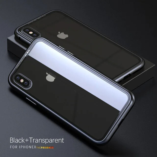 Clear Black Магнитный адсорбционный чехол для телефона для iPhone 11 11 Pro Max XS XR закаленное стекло магнит флип-чехол для iPhone 8 8 Plus 6 6S - Цвет: Clear Black