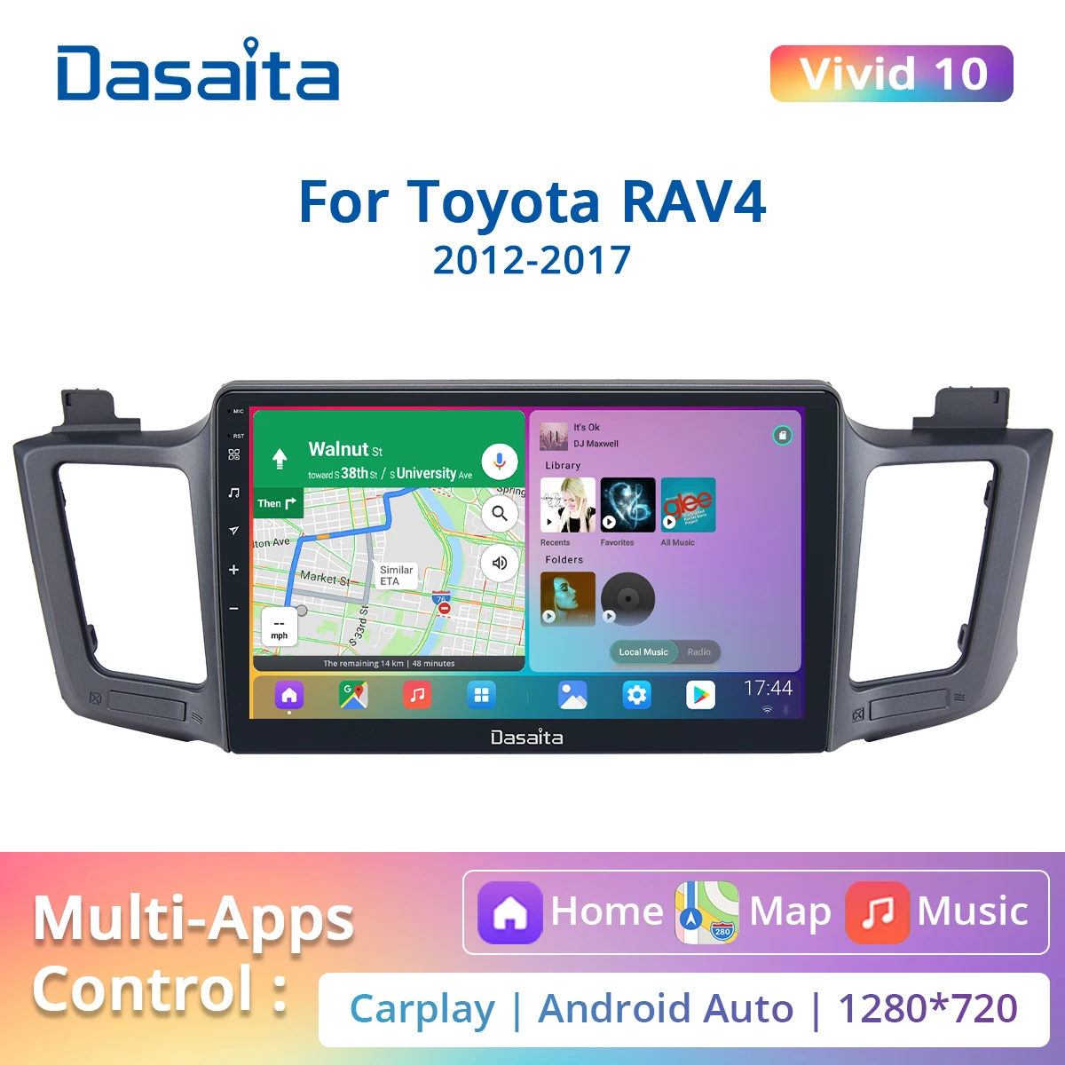 Автомобильный стереоплеер Dasaita яркий для Toyota RAV4 2014 2015 2016 2017 автомобильный Apple Carplay