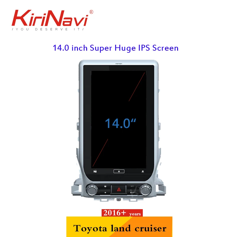 KiriNavi вертикальный экран Tesla стиль 14 ''Android 8,1 Автомагнитола для Toyota Land Cruiser 200 Автомобильный мультимедийный Dvd НАВИГАЦИЯ
