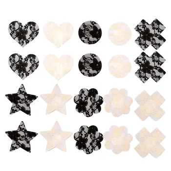 

10Pair Lace Nipple Covers Disposable Self-Adhesive Flower Heart Round Shaped Breast Petals Cover Sticker for Women Pasties Tape