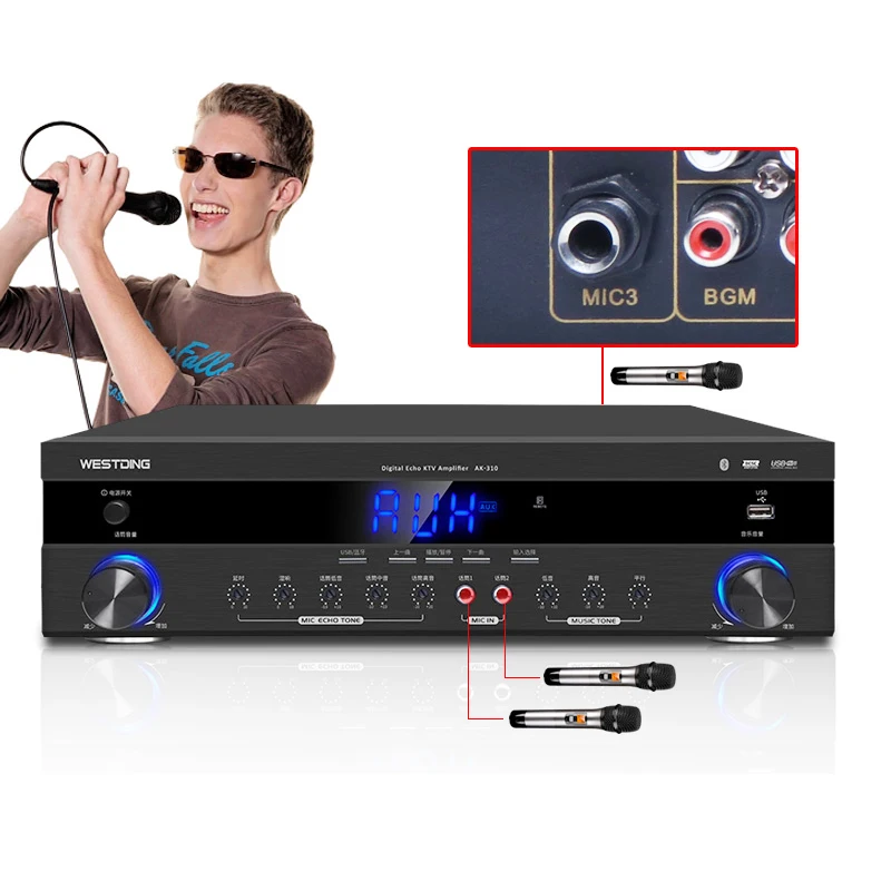 KYYSLB 220 В 800 Вт высокой мощности 4,0 Bluetooth усилитель AK-310 дома KTV Аудио карты пакет динамик караоке усилитель с USB
