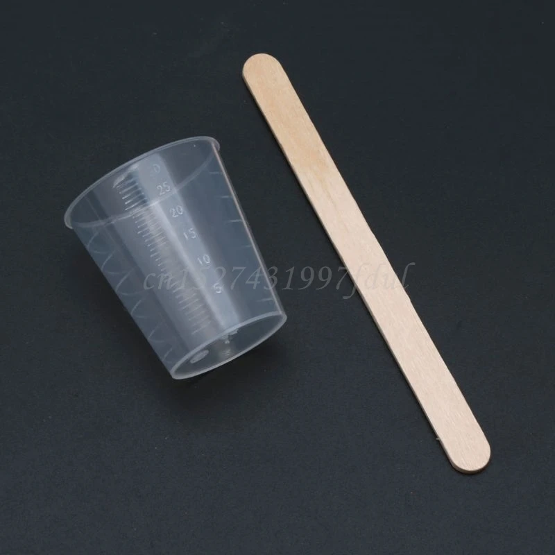 50Pcs 30ml Plastic Graduated Cups Clear Scale Cups with 50 Pcs Wooden Stirring Sticks for Mixing Paint Epoxy Resin Tools