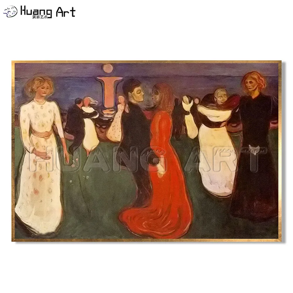 

High Quality Edvard Munc Impression Figure Oil Painting on Canvas Hand-painted Dancing Party Painting for Room Wall Decor Art