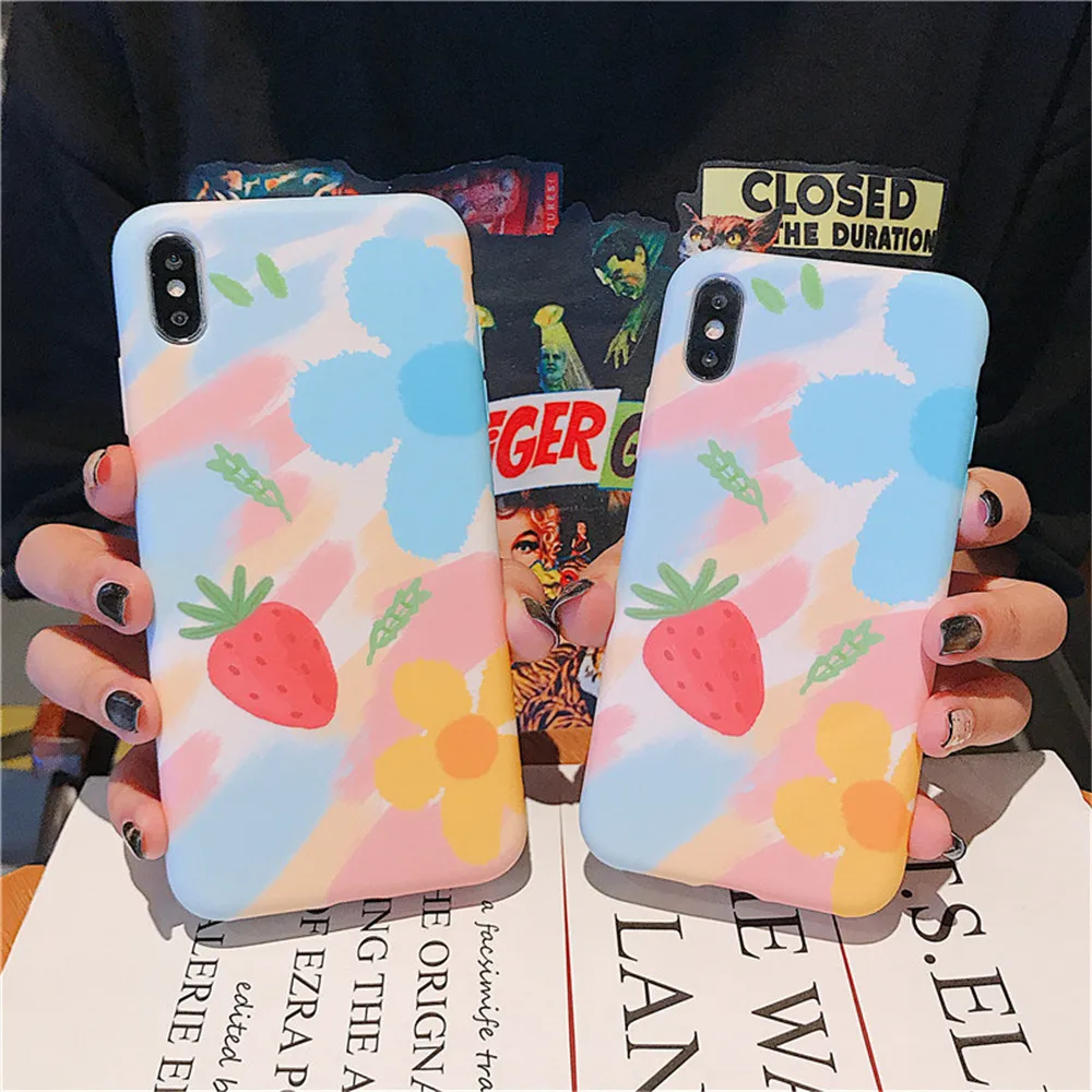 Для iPhone 11 XS Max X XR чехол для телефона Набор для iPhone 6 6s 7 8 Plus чехол с рисунком цветов клубники ТПУ мягкий чехол