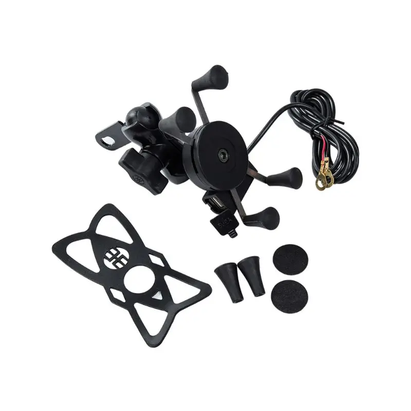 

Bike Grip Motorcycle Car Mount Cellphone Holder USB Charger For Mobile Phone