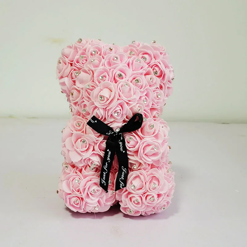 Diamond Rose Bear with Heart Artificial Roses Foam Roses Flower Diamonds B V2K4 