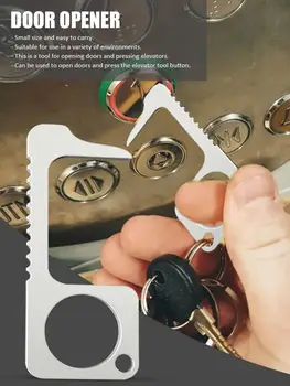 

4 Style Portable Press Elevator Tool Hygiene Hand Antimicrobial Alloy EDC Door Opener Door Handle Key Metal Portable Door Opener