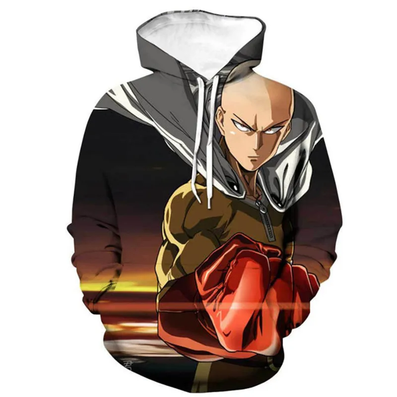 Мужской костюм для косплея Сайтама с 3D принтом Аниме ONE PUNCH толстовка капюшоном на