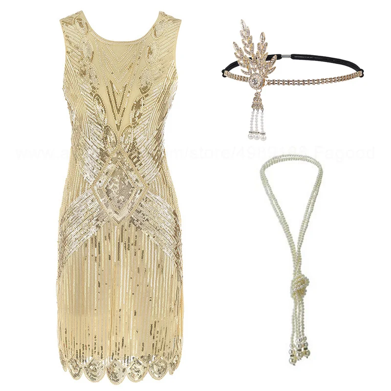 Diktat Legeme klamre sig 1920s Flapper Roaring 20s Great Gatsby Costume Fringed Sequin Beaded Dress  and Embellished Art Deco Dress Accessories XXXL - AliExpress