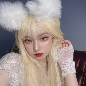 

TALANG 60CM Lolita Long Straight Light Blonde Party Bangs Cute Hair Heat Resistant Synthetic Cosplay Wig