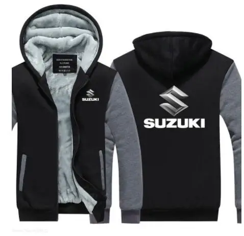 Зимняя теплая толстовка с капюшоном для мужчин Suzuki, Мужская толстовка, фирменное пальто на молнии, толстовки, флисовая куртка, пальто