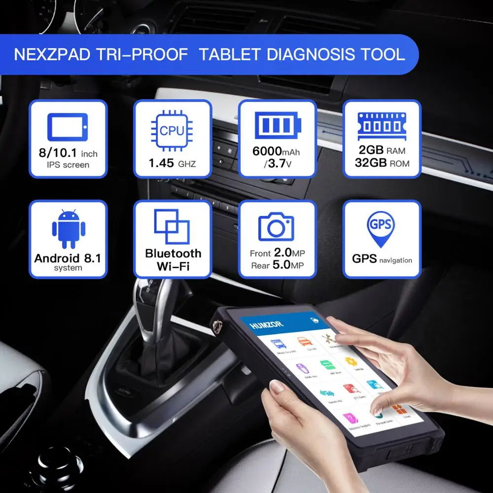 

Humzor NexzPad With Bluetooth/WiFi Full System OBD2 8-inch Tablet Car Diagnostic Tool Key Programmer OBDII Car Repair Tool