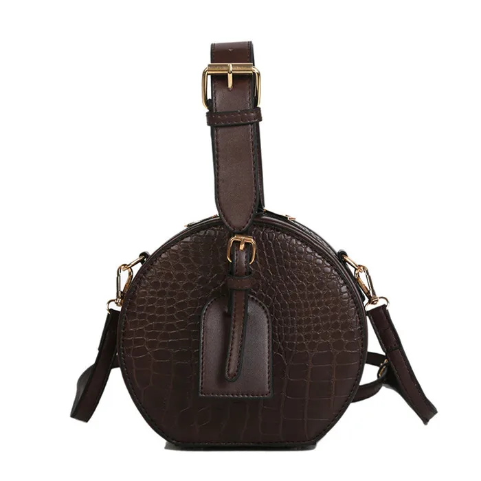 Ретро Круглый Аллигатор женские сумки модные дизайнерские Крокодил сумки на плечо роскошные из искусственной кожи Сумка через плечо Дамская маленькая сумочка - Цвет: brown