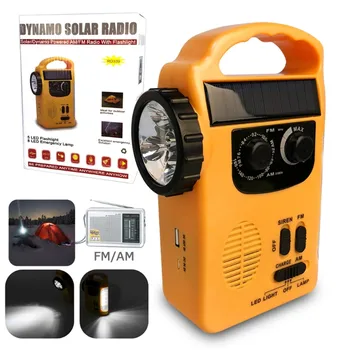 

Radio 3 in 1 Emergency Charger Flashlight Hand Crank Generator Wind up Solar Dynamo Powered FM/AM Radio Charger LED Flashlight