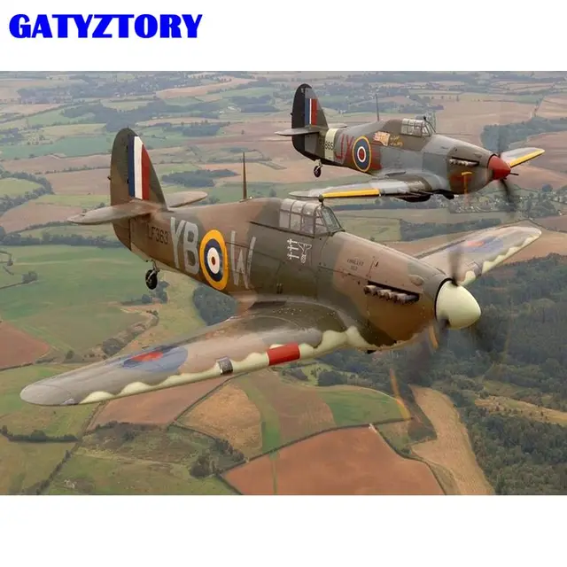 Military Paint By Numbers WW2 Spitfire Hurricane Memorial Flight