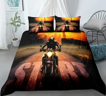 

3D Printed Extreme Motorcycle Sport Bedding Sets Duvet Cover Set Queen King Size Bed Cover With Pillowcase Polyester Comforter