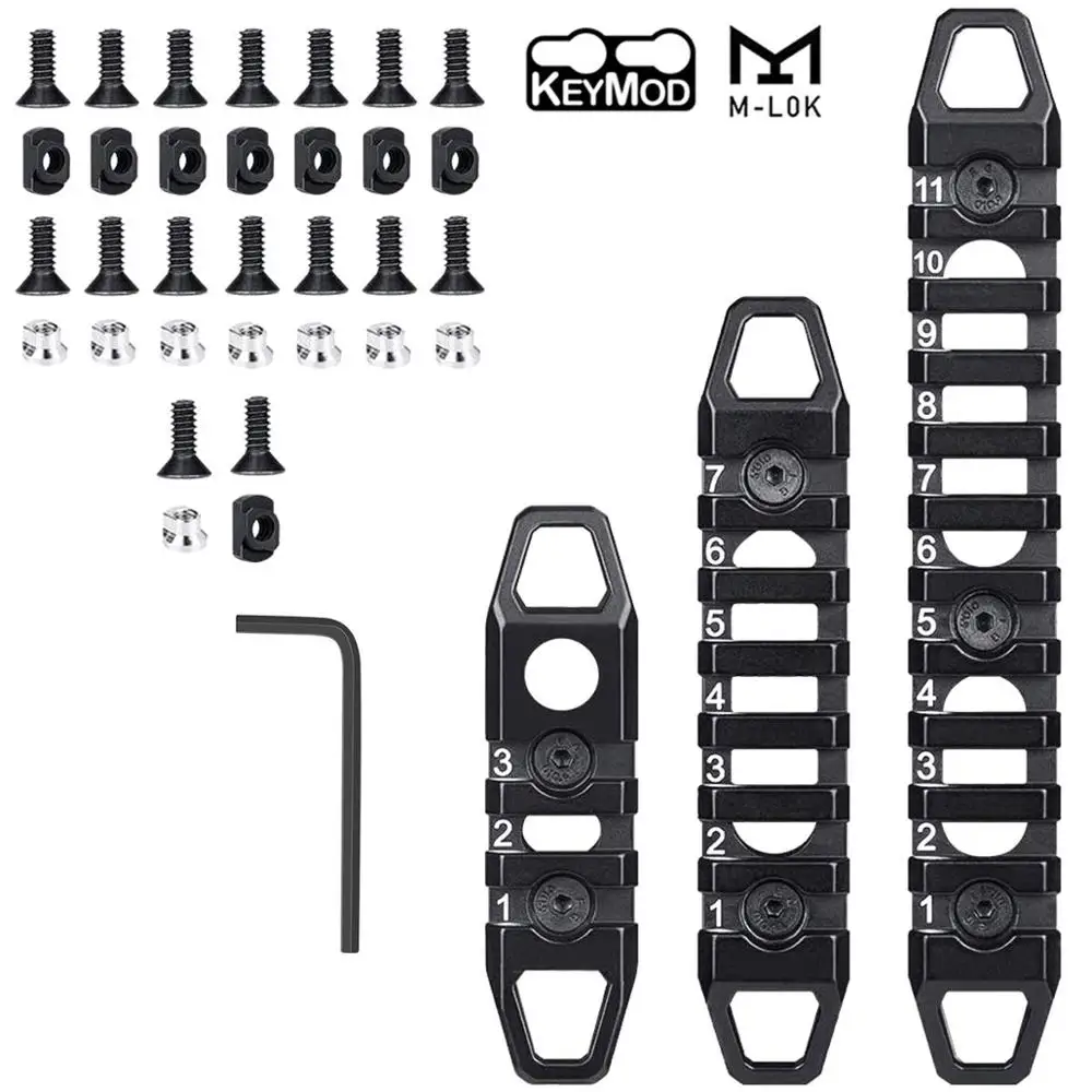 3-7-11 slot Тактический 3-7-11 Слот рельсовая база набор M-LOK/Keymod алюминиевый Пикатинни страйкбол Охотничья винтовка Handguard секция военный крепление - Цвет: 3-7-11 slot