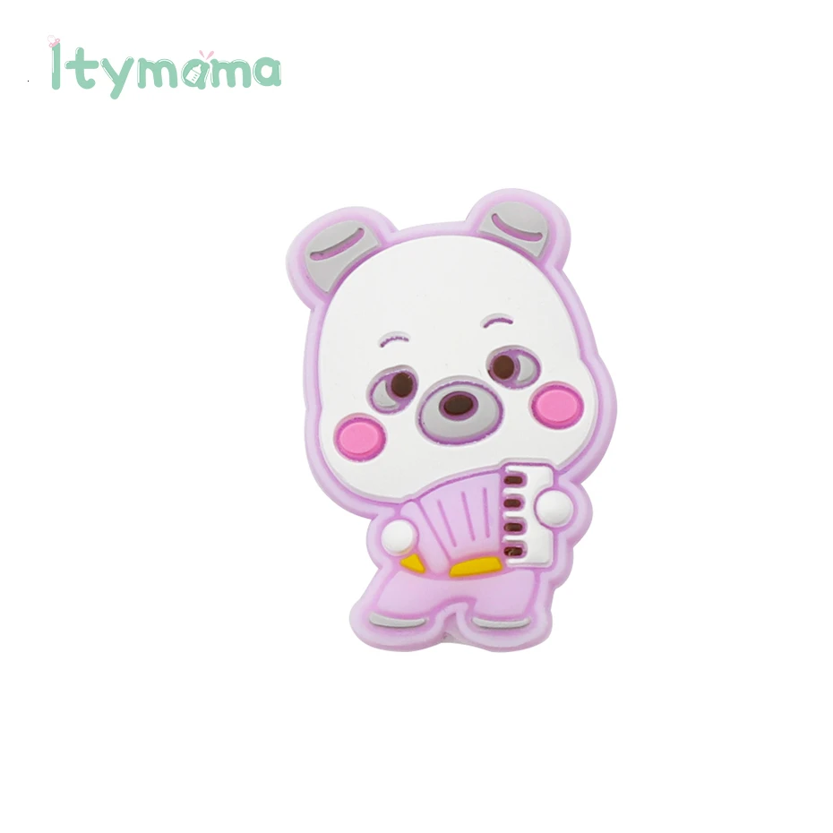 Itymama 5 шт./лот, Мультяшные силиконовые бусины, пищевой медведь, Детские бусины для прорезывания зубов, BPA бесплатно, сделай сам, мини детские силиконовые прорезыватели, аксессуары