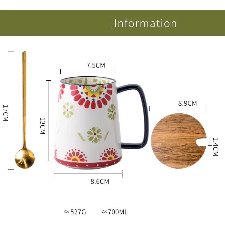 INS 레트로 세라믹 머그잔, 커피 크리에이티브 사무실 차 음료, 커플 컵 선물, 700ml