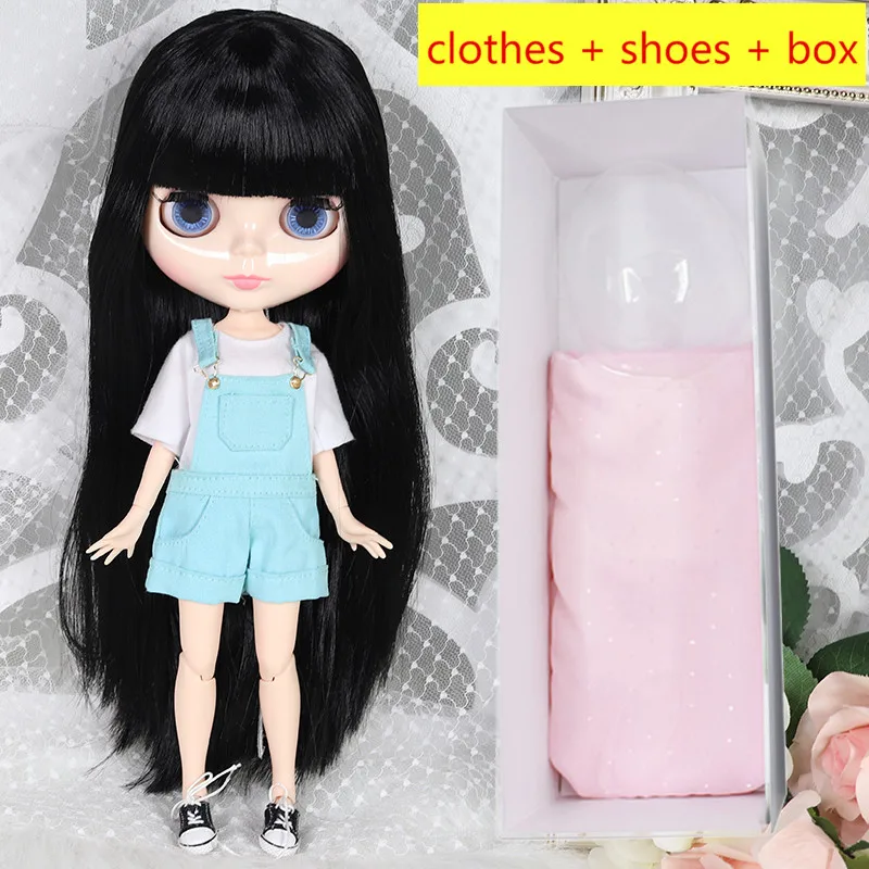 Кукла Blyth 1/6 BJD 30 см 7/19 суставов, белая кожа черные волосы, одежда+ обувь+ коробка набор, куклы игрушки для детей девочек подарочная коробка