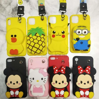

case for 7 plus 3D cute cartoon animal wallet lanyard phone case for iphone X XR XS 5S SE 11 pro MAX 8 6 plus stitch cover gift