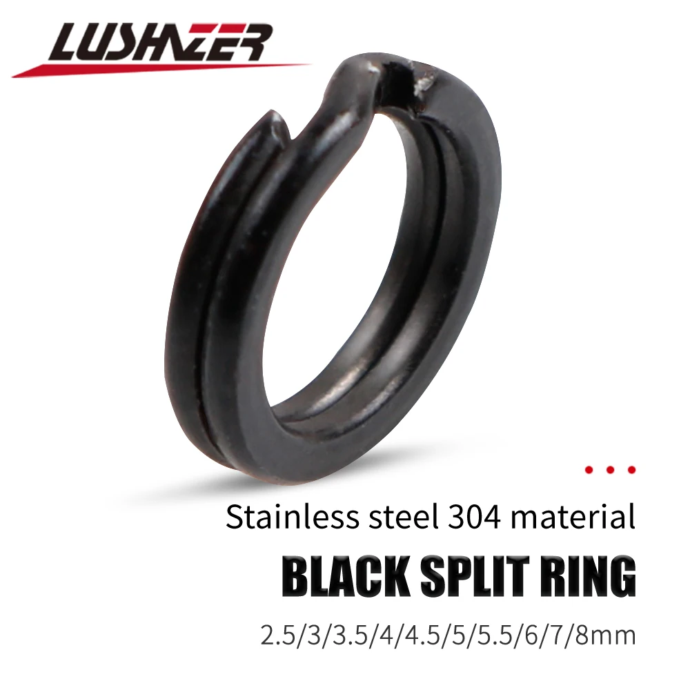 Black Fishing Double Ring Connector Stainless Steel Split Ring Diameter 4mm-12mm Heavy Duty Fishing Accessories 50pcs/lot