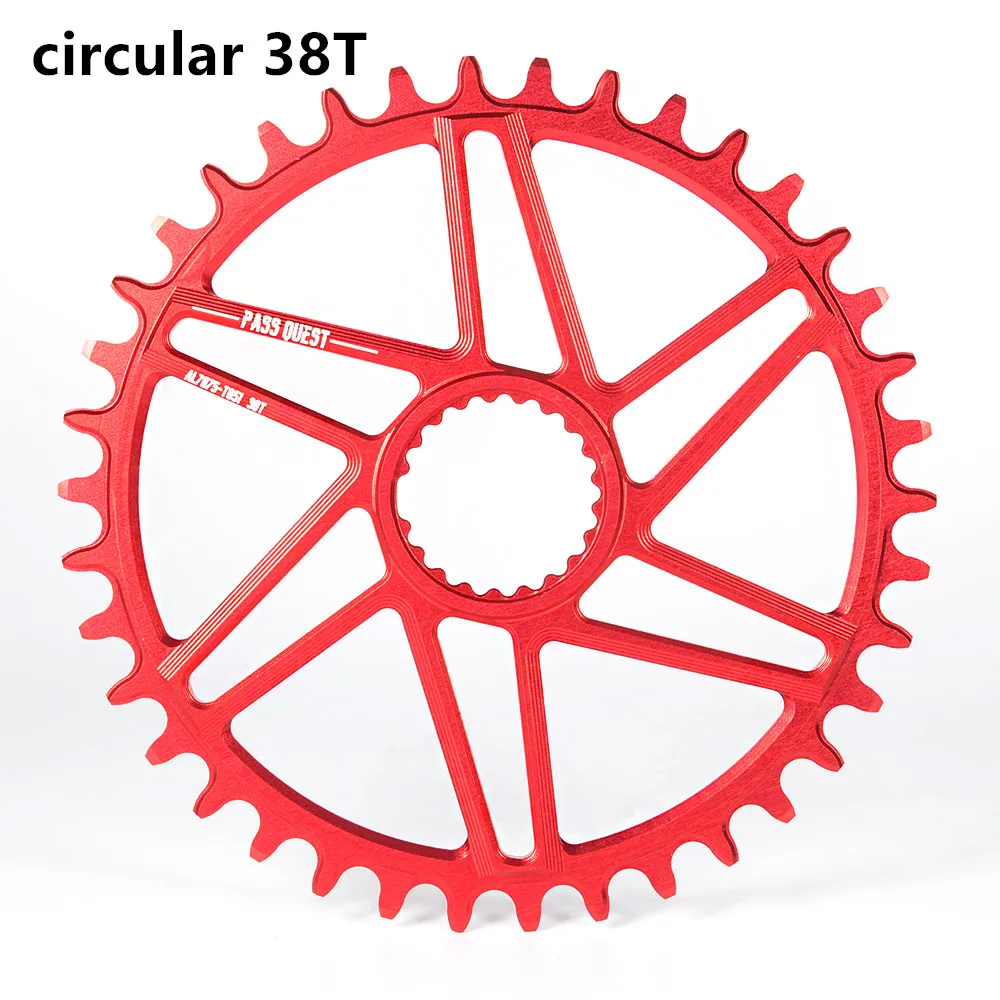 RED circular 38T Pass Quest овальная Звездочка 34/36/38/40 т MTB узкая широкая цепь из колец цепь велосипедная Звездочка для deore xt M7100 M8100 M9100 SHIMANO 12S диаметра окружности болтов - Color: RED circular 38T