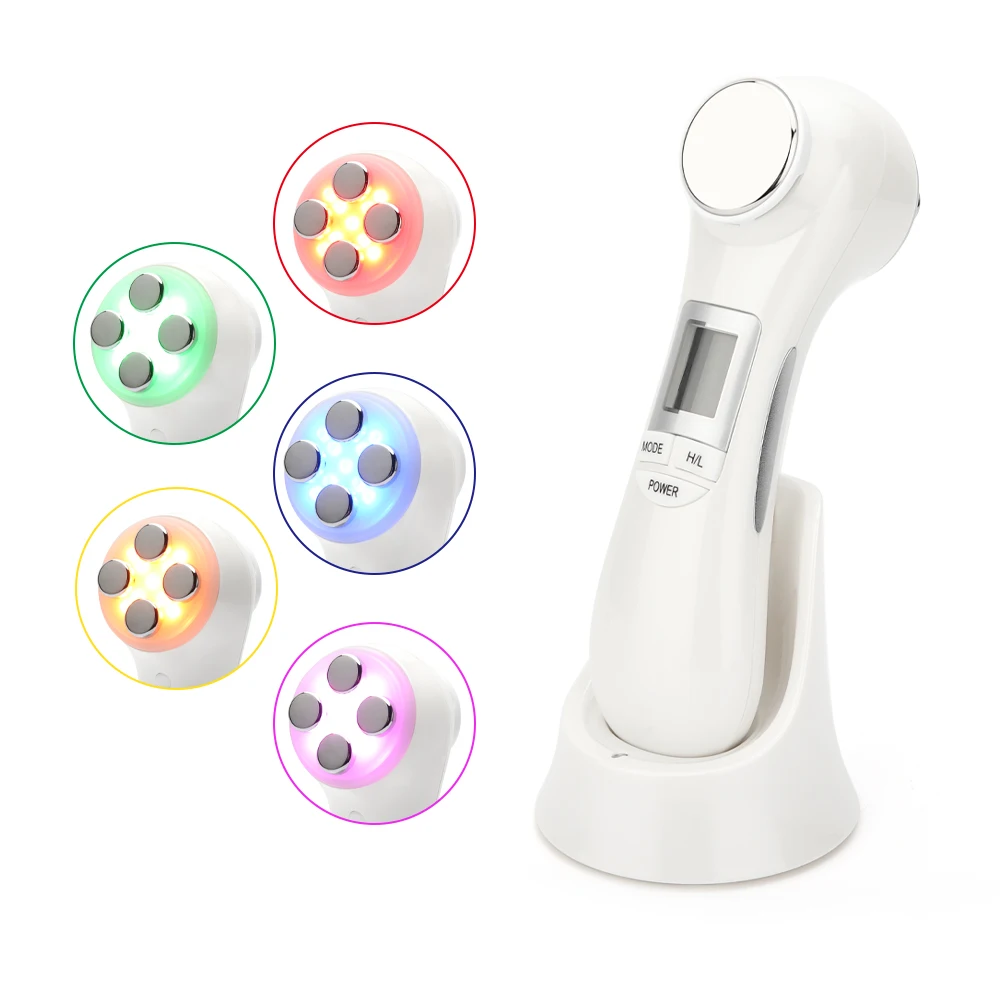  6 in 1 LED RF Photon Therapy Facial Skin Lifting Rejuvenation Vibration Device Machine EMS Ion Micr