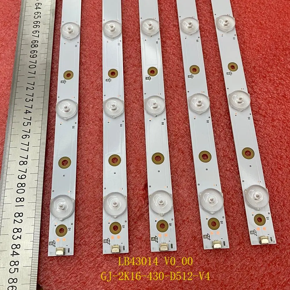 Led para 43pus6201 Tira Retroiluminação 43pus6401 43pus6551 43pus6501 43pus6101 Lb43014 Gj-2k16-430-d512-v4 5pcs 43puh6101 43put6101 - Image 2