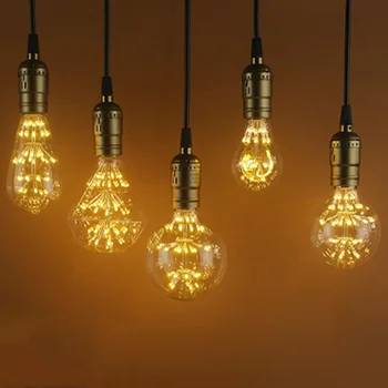 

T225 A19 ST64 G80 G125 G95 Diamond Retro 3W 2200K Edison LED Filament Light Bulb E27 220V Globe Decorative Pendant Lamp Firework