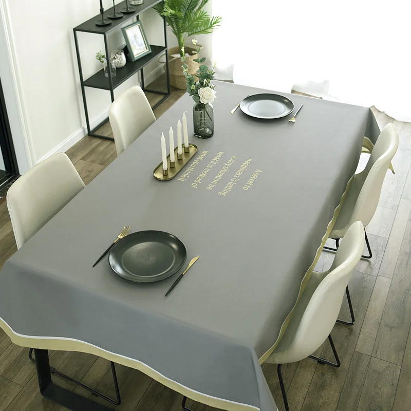 

Fashion gray Waterproof Rectangle Dining Table Cloth Oilproof Tablecloth for Wedding Party Kitchen Tablecloth Table Cover