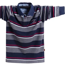 Gersri мужская полосатая рубашка поло из чистого хлопка, свободная рубашка с длинными рукавами, Осень-зима, большой размер, мужская деловая Повседневная рубашка, размер d