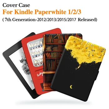 

PU Leather Magnetic Case for Funda Kindle Paperwhite 1/2/3 eReader (7th Gen2012/2013/2015/2017 Release) Auto Sleep/Wake Cover