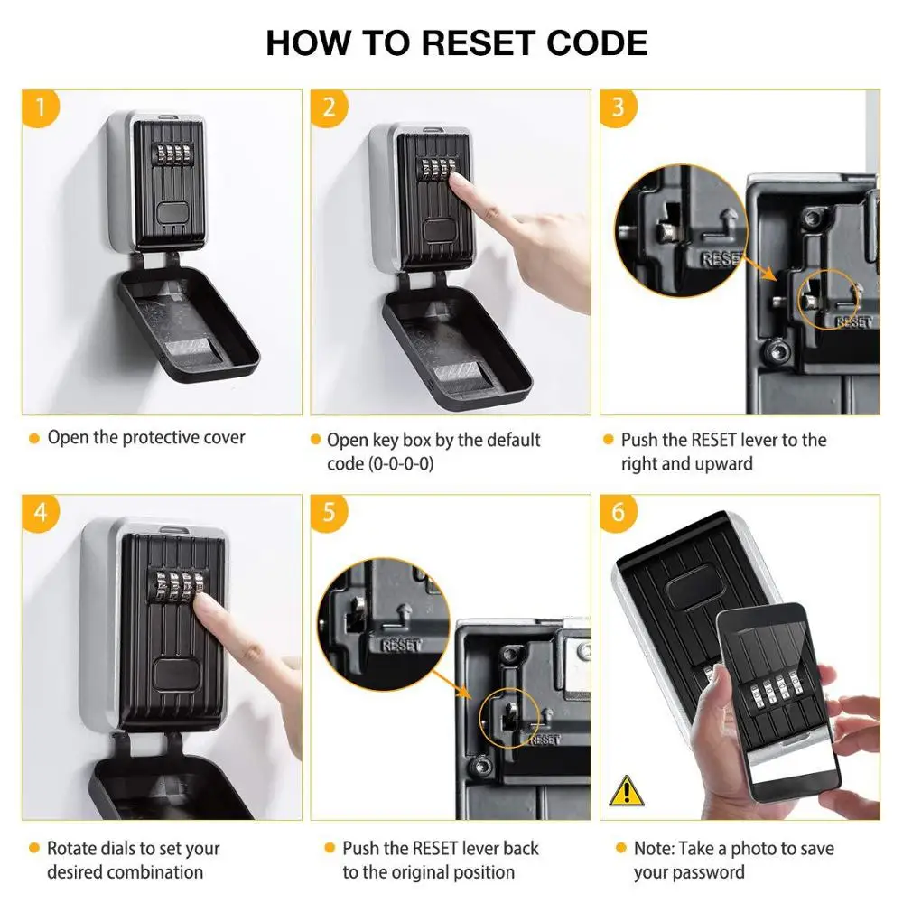 Password Key Box Wall-Mounted Metal Weatherproof 4-Digit Combination Box Outdoor Key Storage Anti-Theft Storage Box