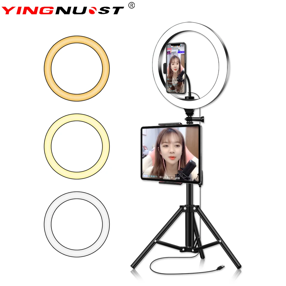  YingnuoST 10 ich LED Ring Light withTripod Stand Selfie Light Ring with Tablet & Phone Holder for C - 4000245852508