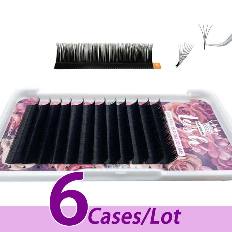 

6pcs/lot MASSCAKU blooming dark 0.05/0.07 volume easy fans factory price top quality individual easy fanning eyelash extensions