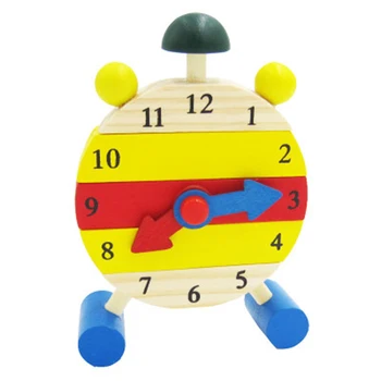 

1pcs Kids Learning Time Clock Development Educational Toys Hand Made Removable Wooden Clock Toys 12*8.5*3.6cm