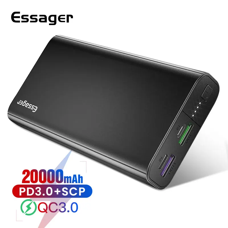 Essager 20000 мАч Внешний аккумулятор PD QC 3,0 Быстрая зарядка портативный внешний аккумулятор 20000 мАч Внешнее зарядное устройство для Xiaomi iPhone huawei