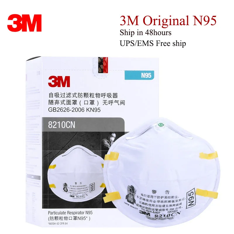 

STOCK 3M 8210 N95 Safety Protective Mask 20PCS/Box Dust Masks Anti-particles Anti-pm2.5 Anti Virus Mask Brand