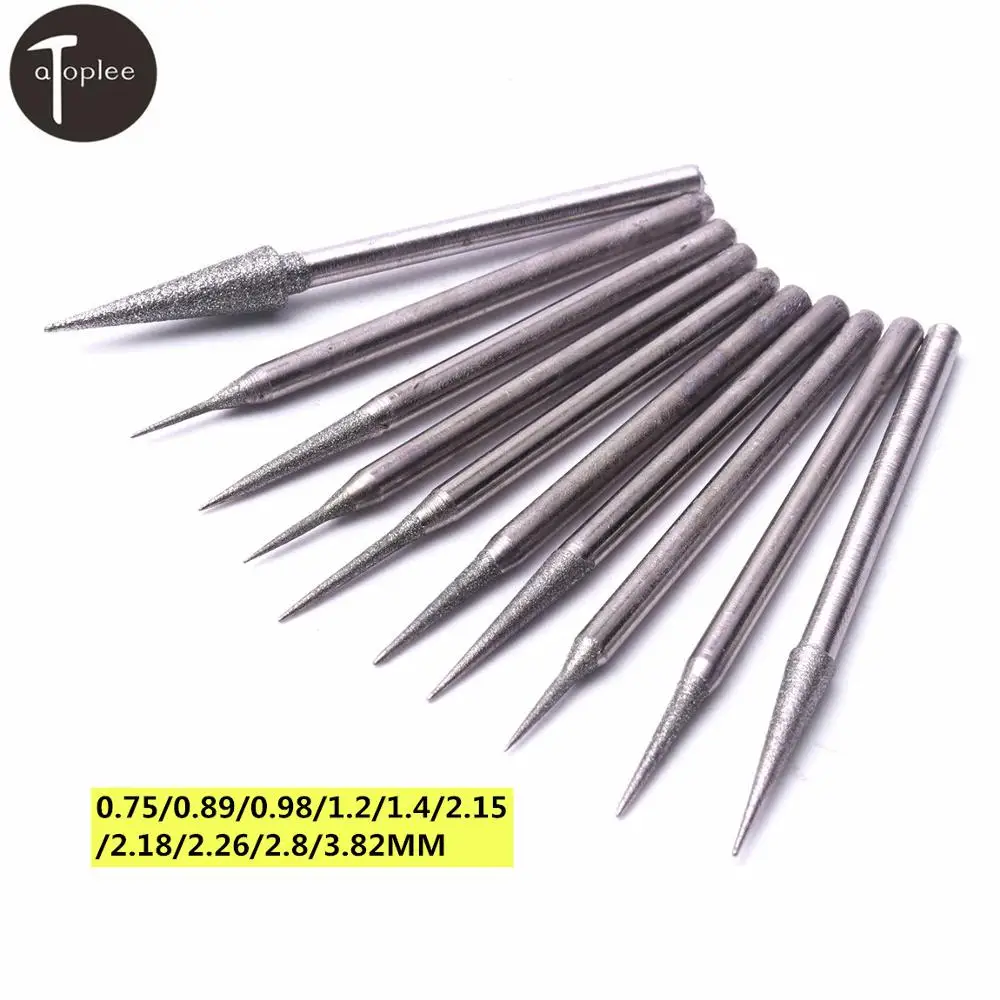 

10Pcs/Set 2.35mm Shank Mini Diamond Burrs Set Sharp Needle Burrs Rotary Point Grinding Head Carving Polishing Tool