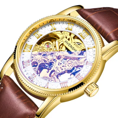 

HVENSHI Mechanical Watch Men Automatic Hollow Dial Watch Men Luxury Waterproof Watch Man Genuine Leather relogio masculino clock