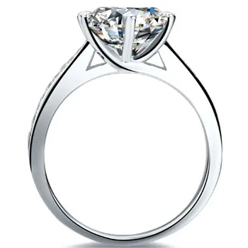 

Genuine Moissanite Test Positive 1.5CT 7.5mm D-E Moissanite Diamond Ring 925 Sterling Silver White Gold Cover Women Ring